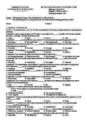 Đề thi chọn đội tuyển học sinh giỏi tỉnh môn Tiếng Anh Lớp 11 - Năm học 2016-2017 - Trường THPT Lê Hữu Trác